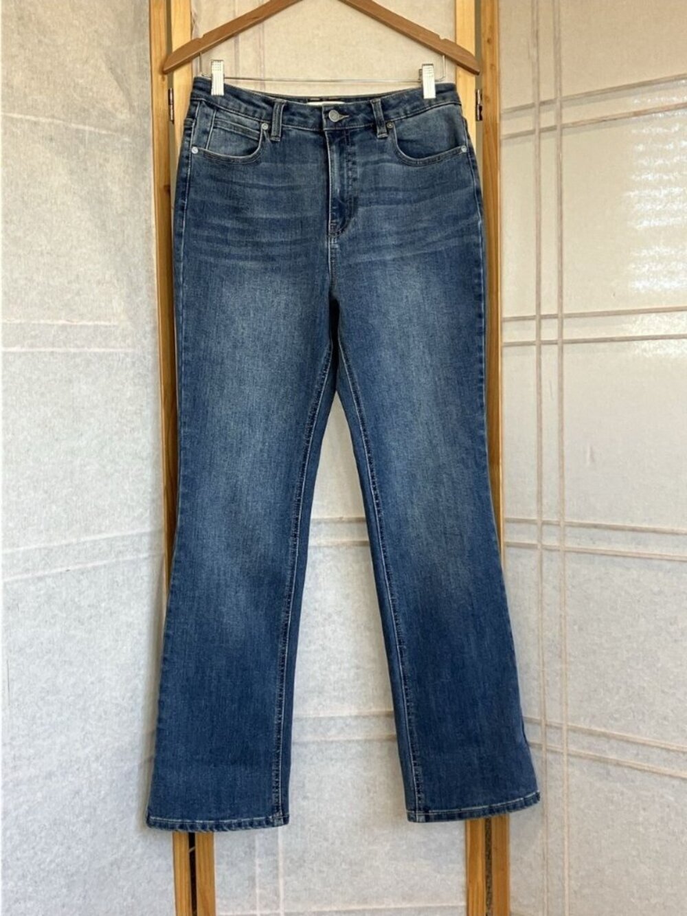 Womens OAT New York Jeans 8 High Rise Straight Stretch Denim Medium Wash